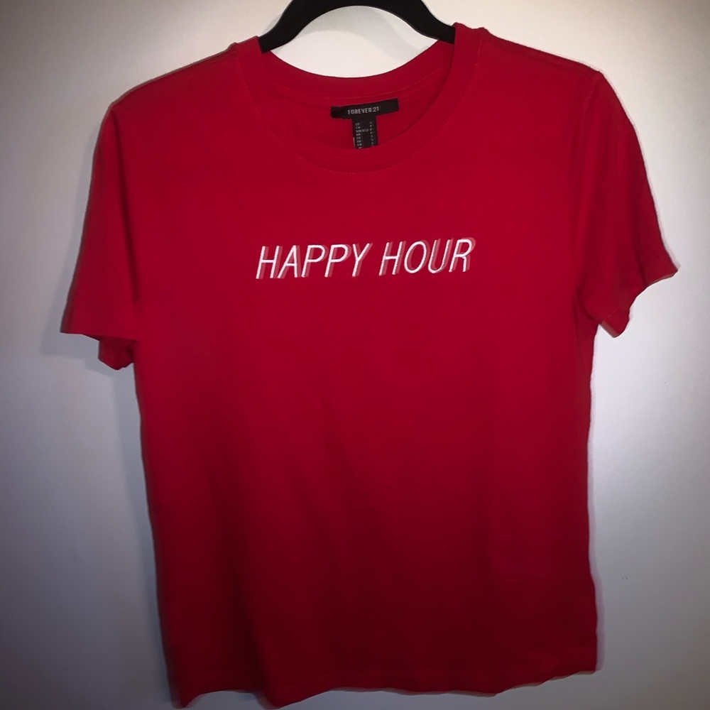 Cute Brand New Happy Hour Graphic Tee Embroidered